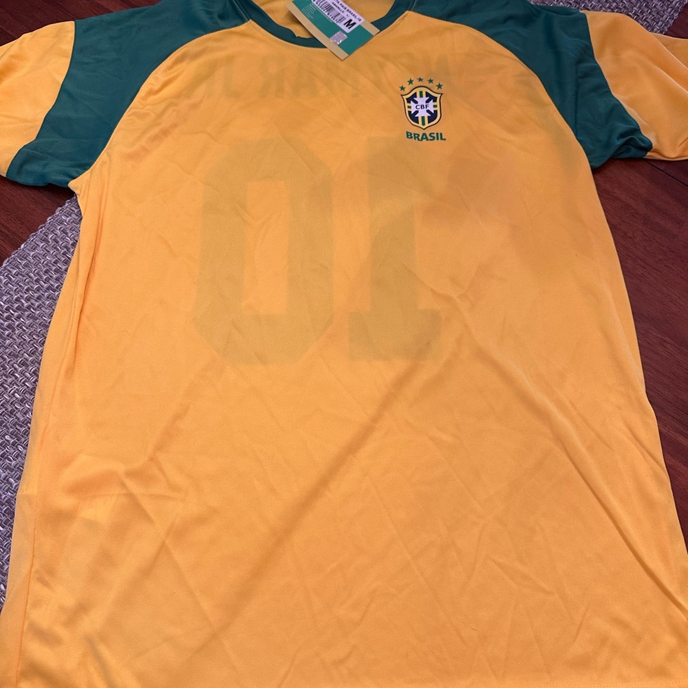 Official Brasil CBF Neymar Jr #10 Soccer Jersey in Yellow and Green Men’s Jersey